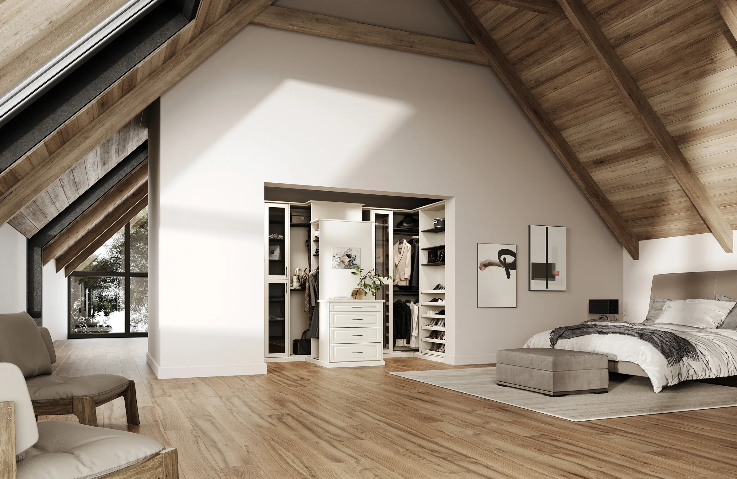 Closets by Design official website image showing a custom storage design setting.