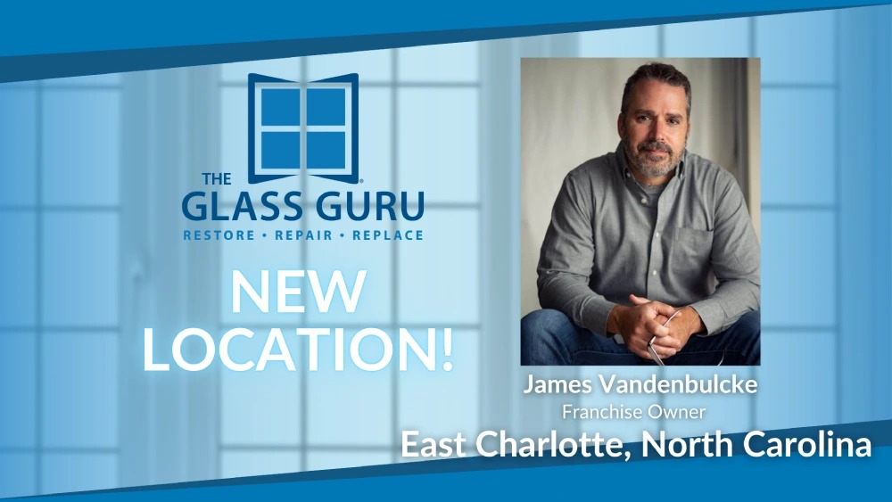 The Glass Guru used official East Charlotte artwork for its new James Vandenbulcke-owned location.