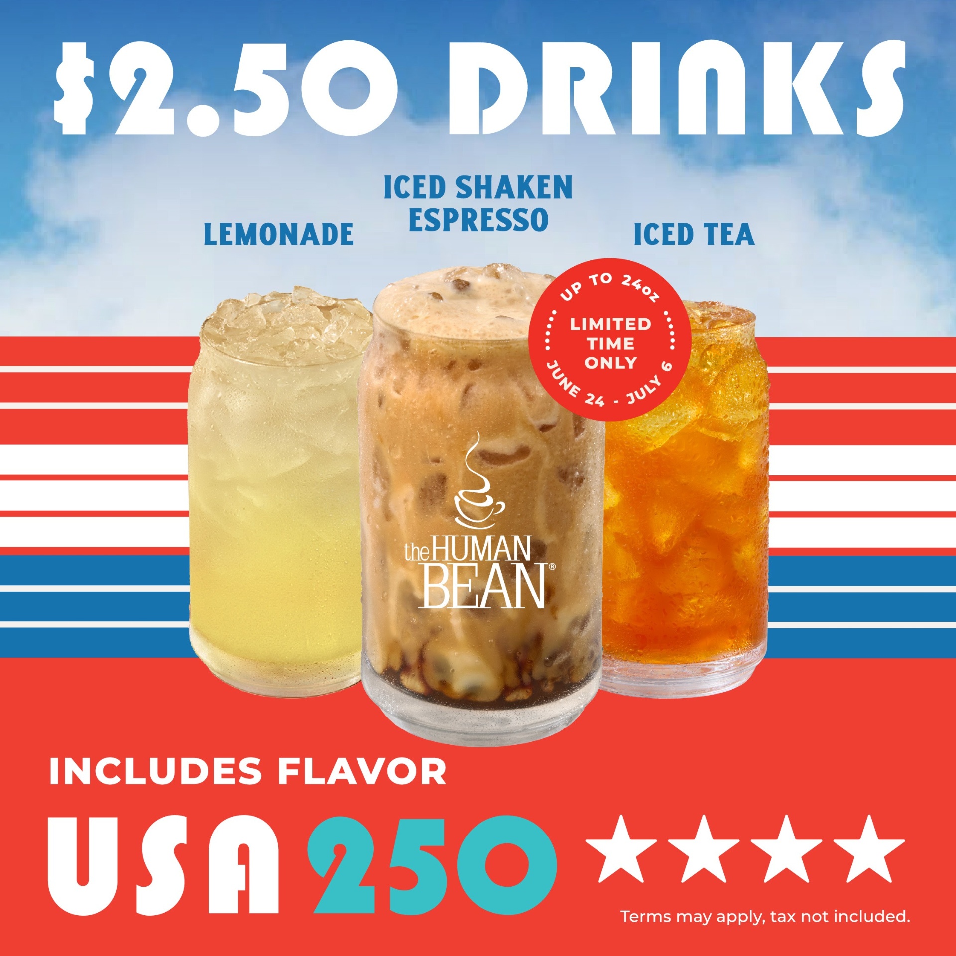 The Human Bean is running a $2.50 summer drink offer from June 24 through July 6 across participating locations nationwide.